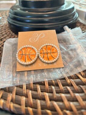 Plunder Orange Basketball Stud Earrings